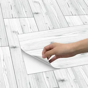 Wood Grain Pattern Floor Sticker, 6/12pcs Waterproof Peel and Stick Tile Sticker, Decorative Sticker for Home Living Room Kitchen Bathroom, Decorative Wall Sticker