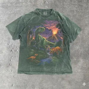 Vintage Jurassic Dinosaur 90s Graphic T-Shirt, Retro T-Rex & Triceratops Shirt, 90s Prehistoric Graphic Tee, Dino Top, Nostalgia Nature Gift