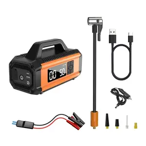 Jump Starter with Air Compressor for Car Portable Power Pack 150 PSI Tire Inflator USB Charge LED Light for All Gas Up to 8L Diesel Engines Jumper Box