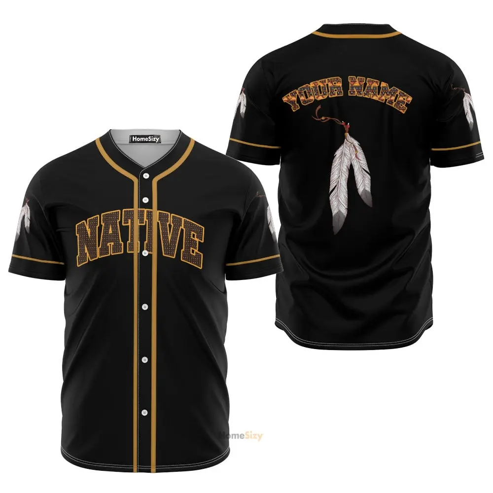 Custom Name Native American Feathers - Personalized Baseball Jersey Jersey Shirt