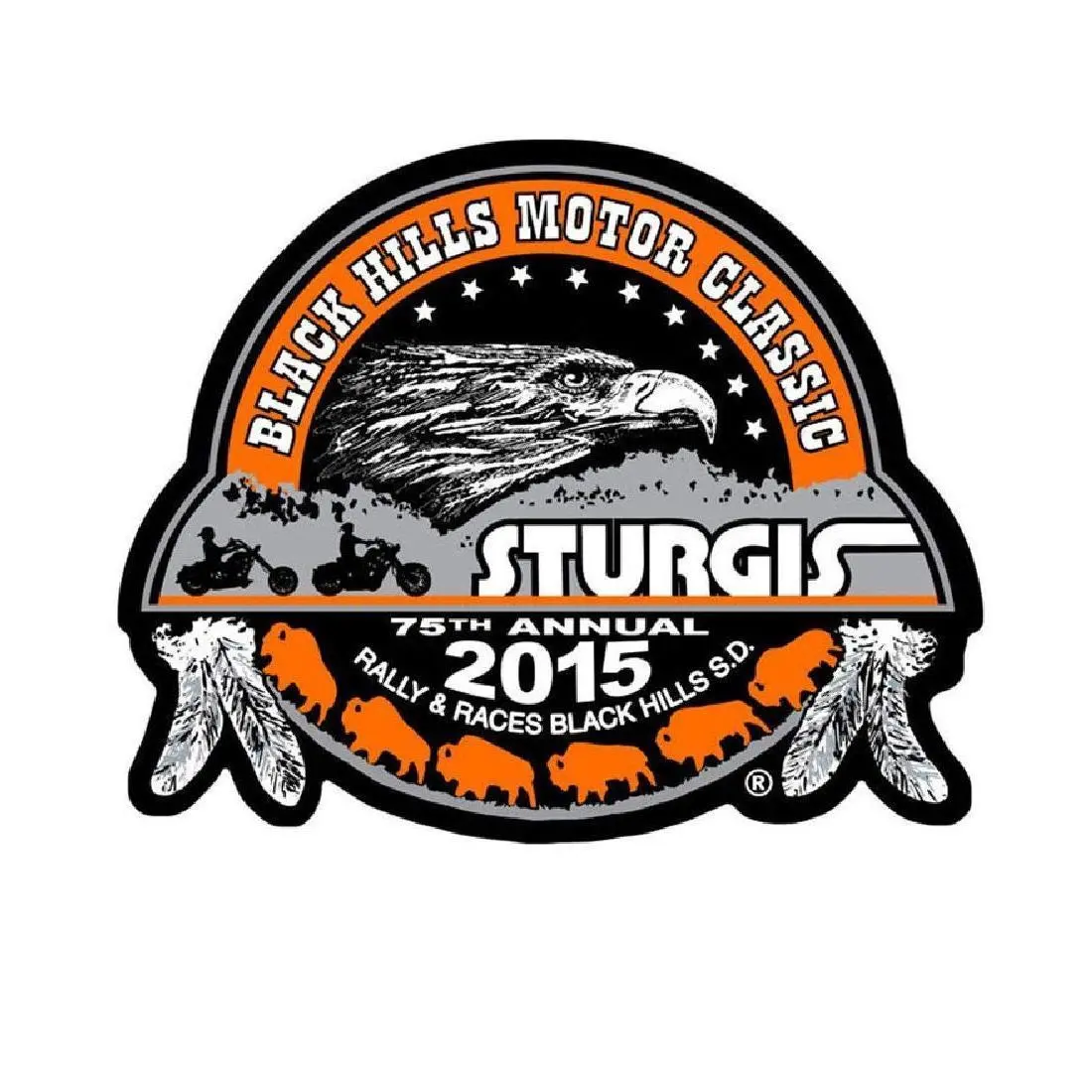2015 Sturgis Rally 75th Anniversary Eagle Feather Biker Rally Patch (4.0 inch)