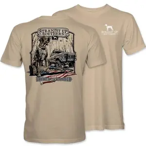 Straight Up Southern Hunting Dog Truck T-Shirt 100% US Cotton Vintage Outdoor Graphic Tee Country Lifestyle Comfortable USA Fit