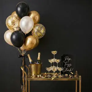 10pcs 12 Inch Gold Balloon Set, Wedding Anniversary Birthday Party Decor, High-End Living Room Decoration, Party Scene Setup