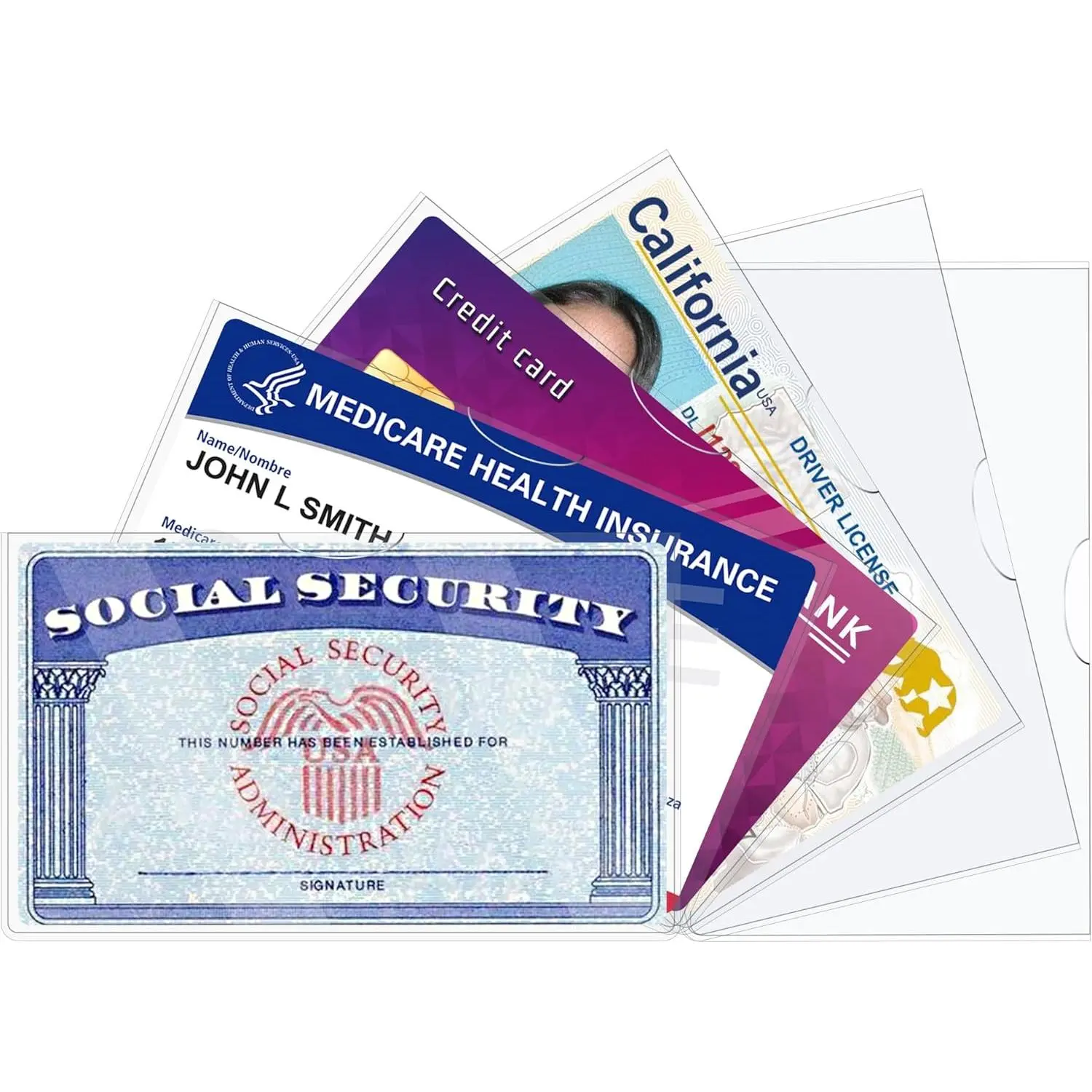 6 Pack Social Security Card Protector Sleeves, Ultra Clear & Durable 31Mil Waterproof SSN/New Medicare/Credit Card Holder, Soft ID/Debit/Credit/Index Card Storage Sleeves