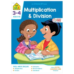 Top-Selling School Zone Multiplication & Division Workbook for 3rd & 4th Grade Kids, Ages 8-10 – Estimation, Word Problems & Practice