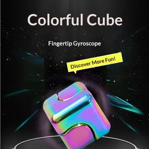 Alloy Spinning Rubik's Cube, Finger Spinner, Colorful Square Fidget Spinner, Cube Leisure Toys