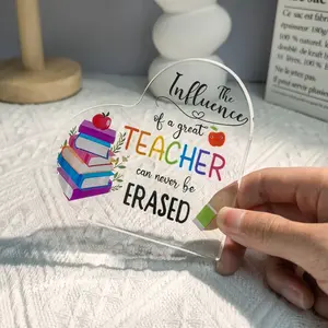 Teacher Appreciation Gift Acrylic Plaque – Meaningful “A Great Teacher’s Influence Lasts Forever” Keepsake, Glossy Waterproof Desk Decor for Classroom Office, Perfect Gift for Female Teachers
