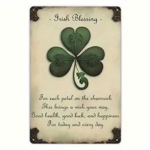 【US STOCK】Vintage Irish Blessing Wall Art - Rustic Metal Sign 12x8 Inch with Inspirational Quote, Handmade Iron Wall Decor for Home Decoration