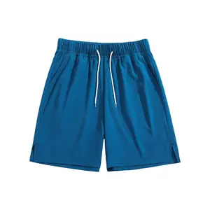 Menswear Light Blue Premium Casual Plain Shorts - Mid Waist, Drawstring, Fitted Cut, Poly-Elastane Blend, Breathable, Comfortable for Daily Wear & Casual Street Use