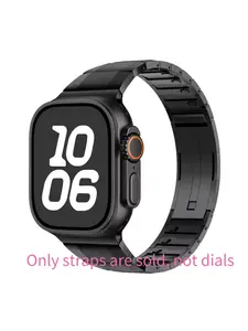 Stainless steel watch strap compatible with Apple Watch, quick-release solid metal watch band with curved ends for iWatch 10