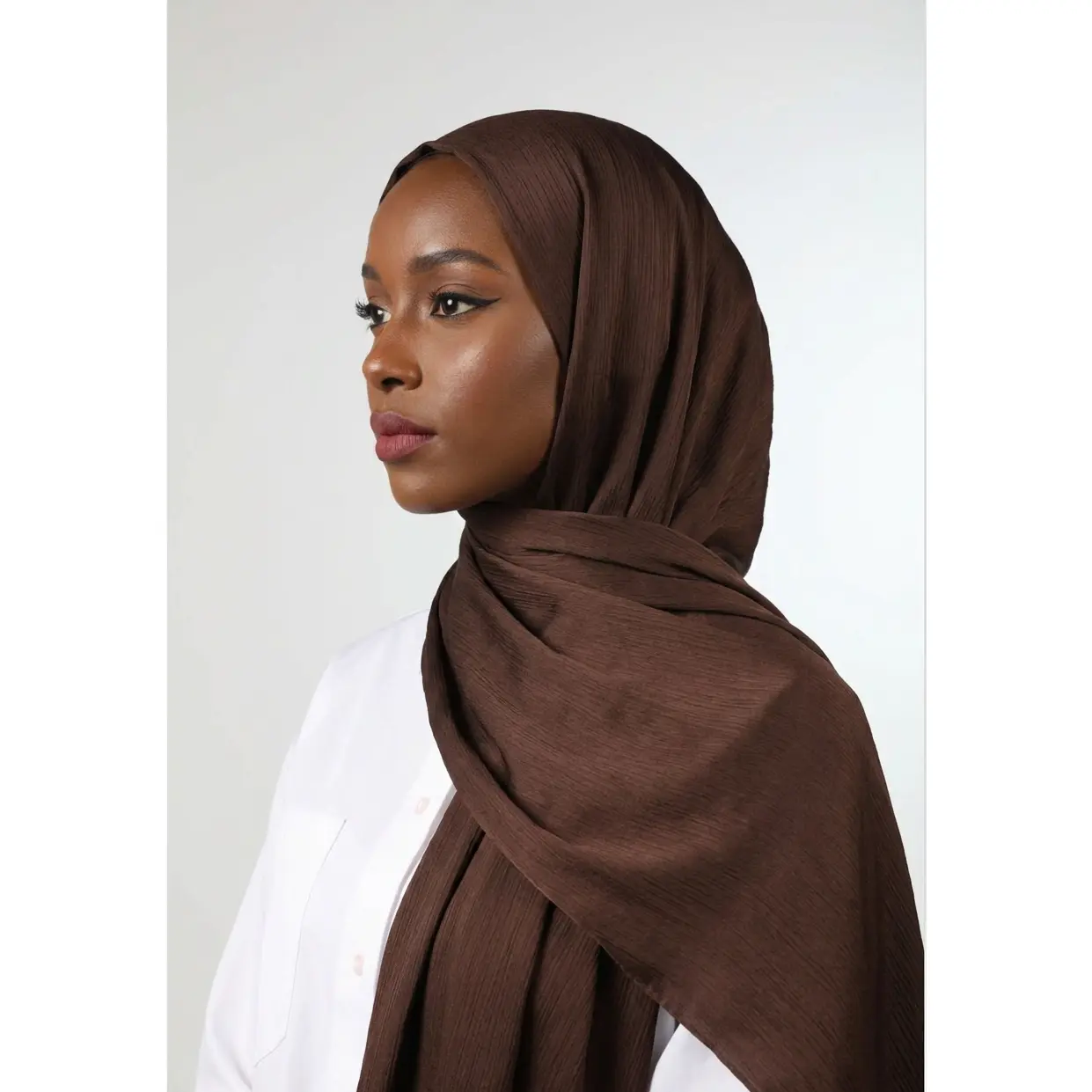 Espresso Silk Crepe Crinkle Hijab