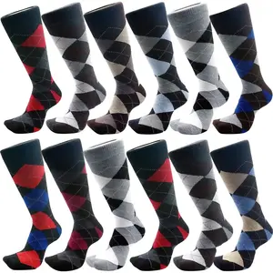 USBingoshop 12 Pack Men's Dress Socks Classic Men Fine Lightweight Colorful Crew Socks for Formal and Casual Wedding Business Wear Fabric Menswear Soft Long