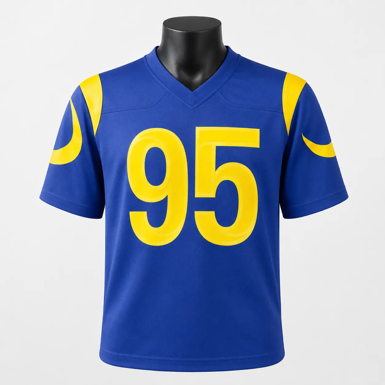 Men’s Royal Blue Gold No. 95 American Football Jersey, Game Day Sports Fan Shirt