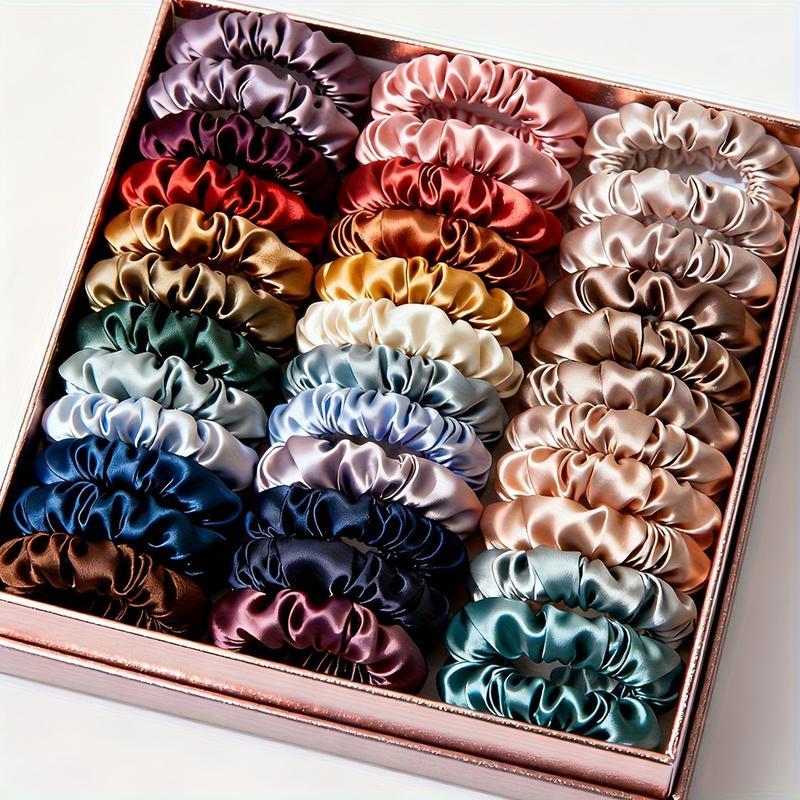 19PCS Satin Elastic Hair Scrunchies Seamless Ponytail Holders Variety Hair Ties Hair Bands Scrunchy Hair Ties For Thick and Curly