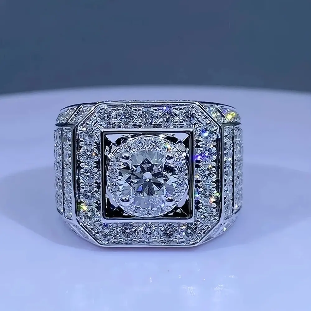 925 silver ring. 1.5 carat moissanite main stone. Comes with certificate. Festival gift. Wedding ring. Christmas gift.
