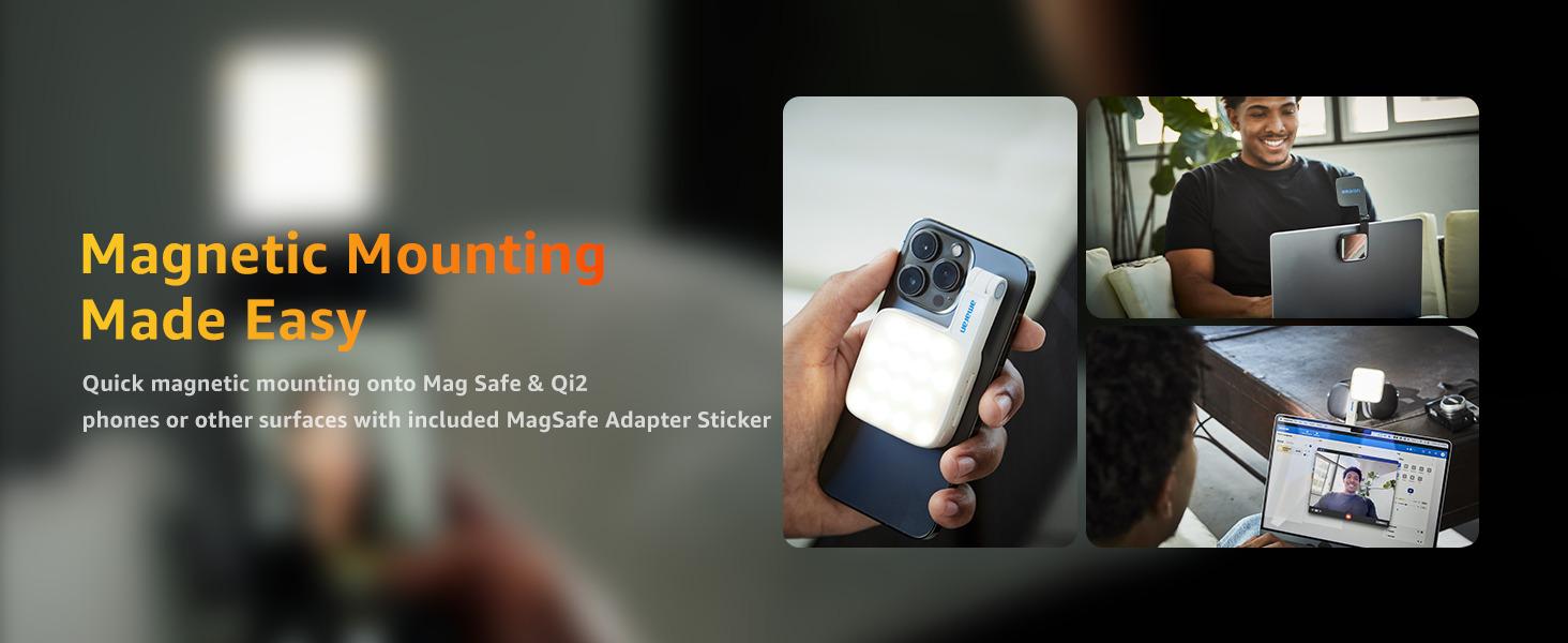 amaran Go Compatible with MagSafe Mini Phone Light,Rechargeable Portable Mirror LED Phone Light for Selfie,Makeup,Video Conference,TikTok,Compatible with iPhone&Android