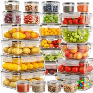 50 piece food preservation box set, preservation box, bento box, easy to fix lid - sealed plastic container, suitable for food storage room, travel, outdoor picnic, kitchen storage, including labels and markers,
