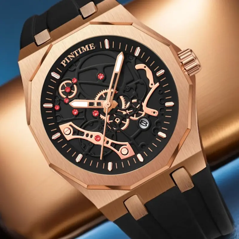 Men's Quartz Watch with Silicone Strap, Large Analog Dial Calendar, Casual Style, All Seasons Wear, Case, Buckle Closure, Quartz Wristwatch, Fashion Wristwatch, Analog Quartz Watches