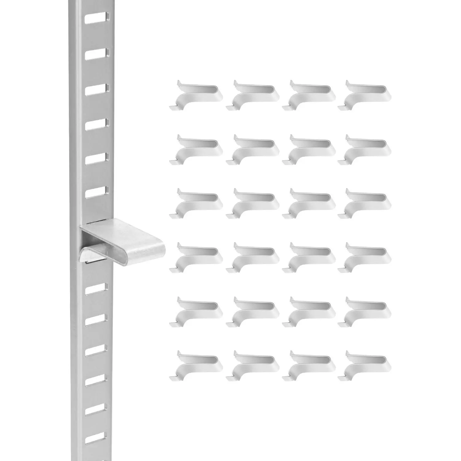 【FathersDayGift】VEVOR Shelf Clips, 40 Pack, Adjustable Steel Pilaster Shelf Clips Support for Metal, Wood, Glass Shelves, Compatible with Wardrobes, Cabinets, Bookcases, Shoe Racks and Display Racks (Silver)Summervibes