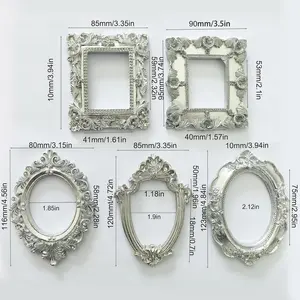 5 Pcs Vintage Resin Picture Frame Mini Antique Photo Frame Table Top Jewelry Display Holiday Party Hotel Decor