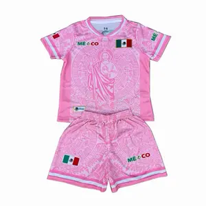 San Juditas Soccer Set Light Pink Color Unisex Jersey & Shorts Mexico Flag Design