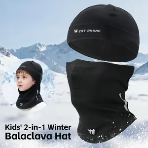 WEST BIKING Children's Winter 2 in 1 Balaclavas Hat. Kids Reflective Breathable  High Elastic Neck Warmer Face Mask for Skiing Cycling
