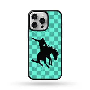 Turquoise Checkered Bronc Rider Phone Case Turquoise Checkered Bronc Rider Phone Case
