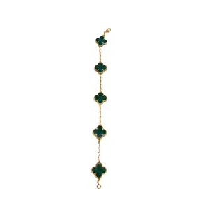 Pre-owned Van Cleef & Arpels Vinntage Alhambra Barcelet 5motifs Green