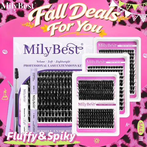 MilyBest Lashes Clusters Kit - 3 Styles Mixed Length Individual Eyelashes Extensions, Makeup, Cosmetic, with Tweezers, Bond & Remover, Professional Self-Grafting False Lashes for Women,falldealsforyou