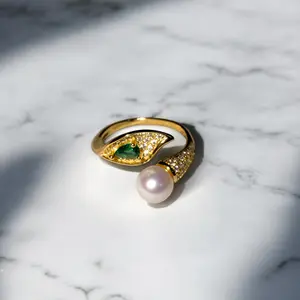 Lunelle - Pearl Ring with Luminous Freshwater Pearl on Graceful Band for Timeless Elegance