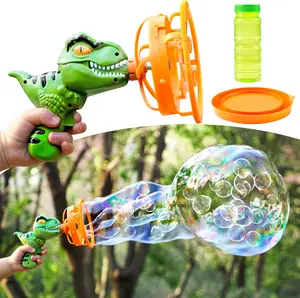 SYNCFUN Dinosaur Bubble Gun Blower Toy, Bubble Machine with Solution Refill, Outdoor Toy for Kids, Boys, Girl, Party, Summer,Outdoor, Birthday