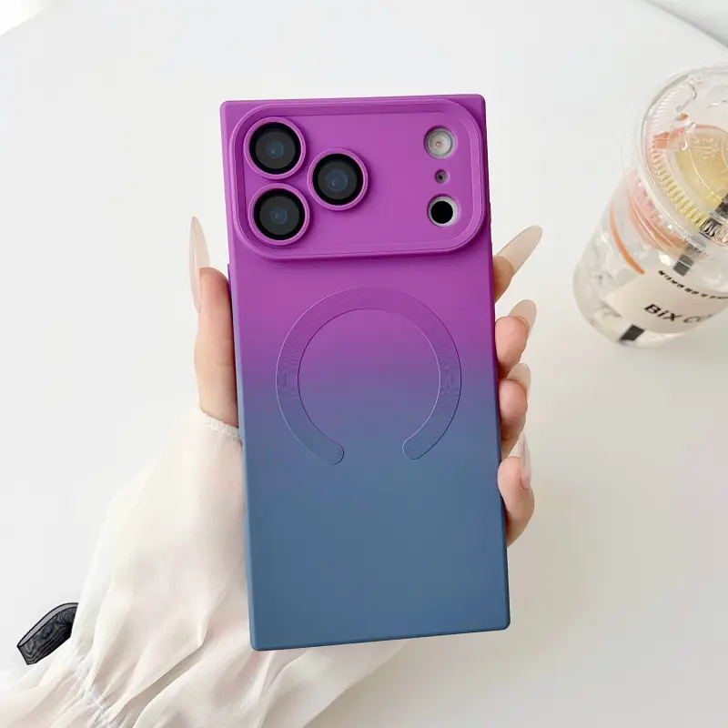 Square Two-Color Gradient Magnetic Lens Case | Compatible with iPhone 17 Series Phone Cases (17/17 Pro/17 Pro Max) | Fashionable and Popular Protective Case Phone Shell