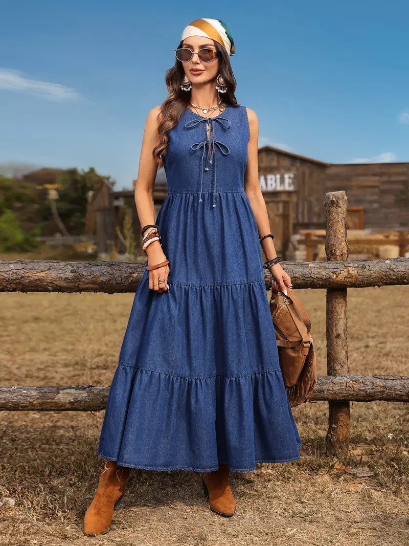 long denim dress - TikTok Shop long denim dress - TikTok Shop