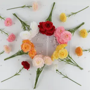 6pcs/set Artificial Carnation Silk Flower Bouquet| Wedding Decor & Floral Arrangement Ornaments| Fake Flowers & Greenery Decorative Fruit fake flowers for outdoor mother's day bouquet artificial outdoor plants artificial flowers