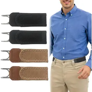 4pcs No Buckle Stretch Belts for Men, Metal Hook Buckless Elastic Waist Strap for Men Women, Adjustable Side Belt for Jeans Trousers