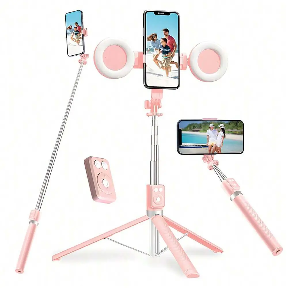 6-in-1 Selfie Stick with Fill Light, 67" Smartphone Tripod for TK YT, Wireless Remote - Cellphone Page Turner, Bluetooth Camera Video Recording, Music Control, Mobile Accessories for iOS & Android