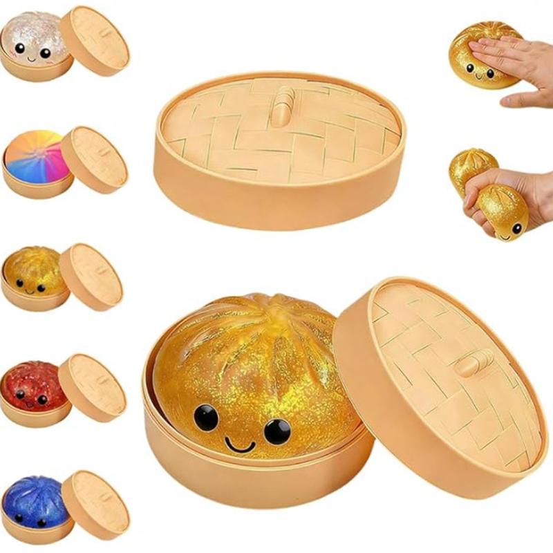 Smiling face emoji Big Dumpling Squishy - Mystery Bun Fidget Toy, Soft TPR Material, Stress Relief, Unboxing Surprise,Random Style.suitable for exchange gifts,Valentine's Day and Easter and Mother's Day gifts