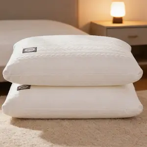 Set of 2 White Knit Pillows, Relieve Neck Tension, Breathable & Hypoallergenic