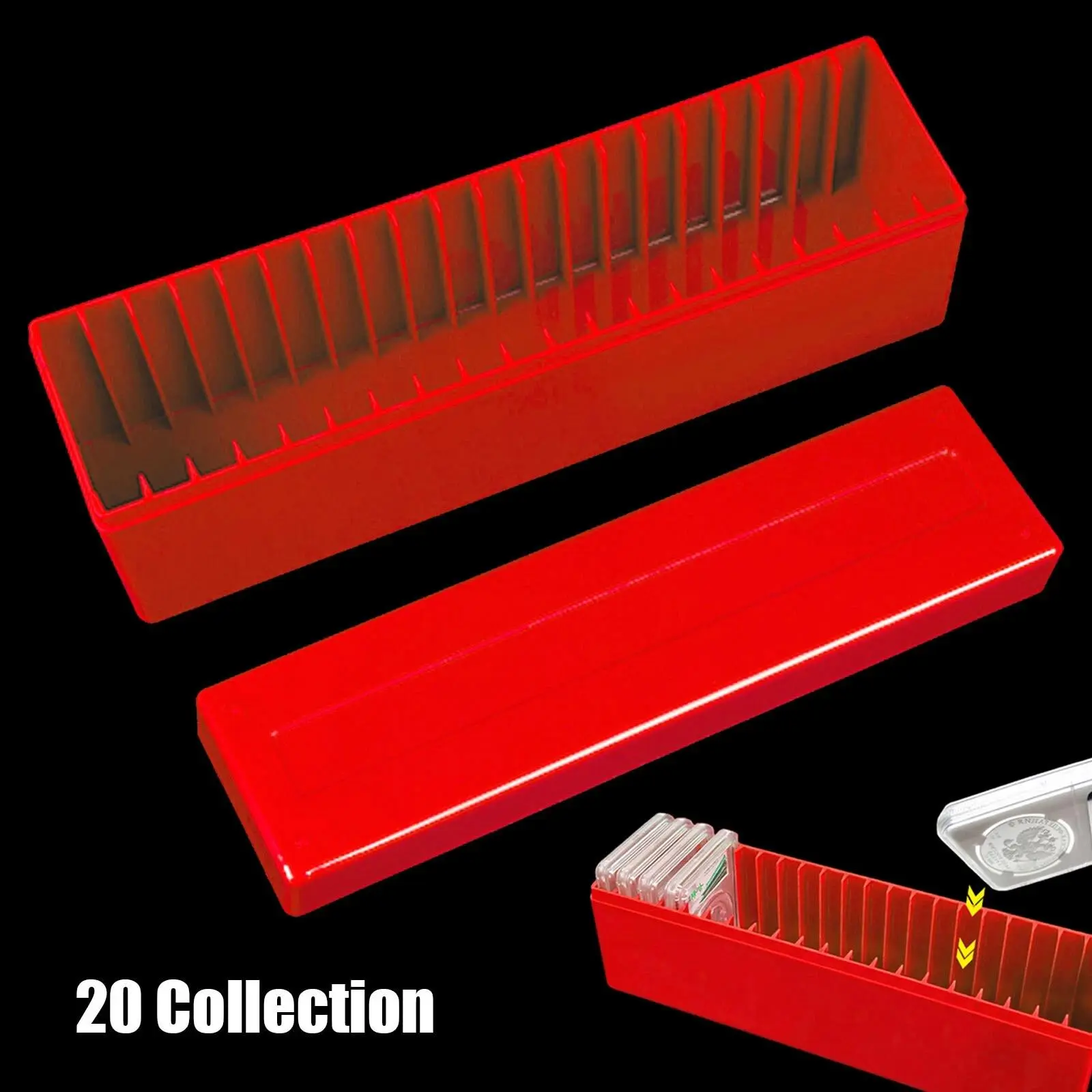 ABS Plastic Premier Certified Coin Storage Organiser Box with Guide Rails, Coin Boards - 26.5x9x7 cm Case for 20 PCGS, NGC, PCCB, PMG Slab Holders That Click Firmly Into Place