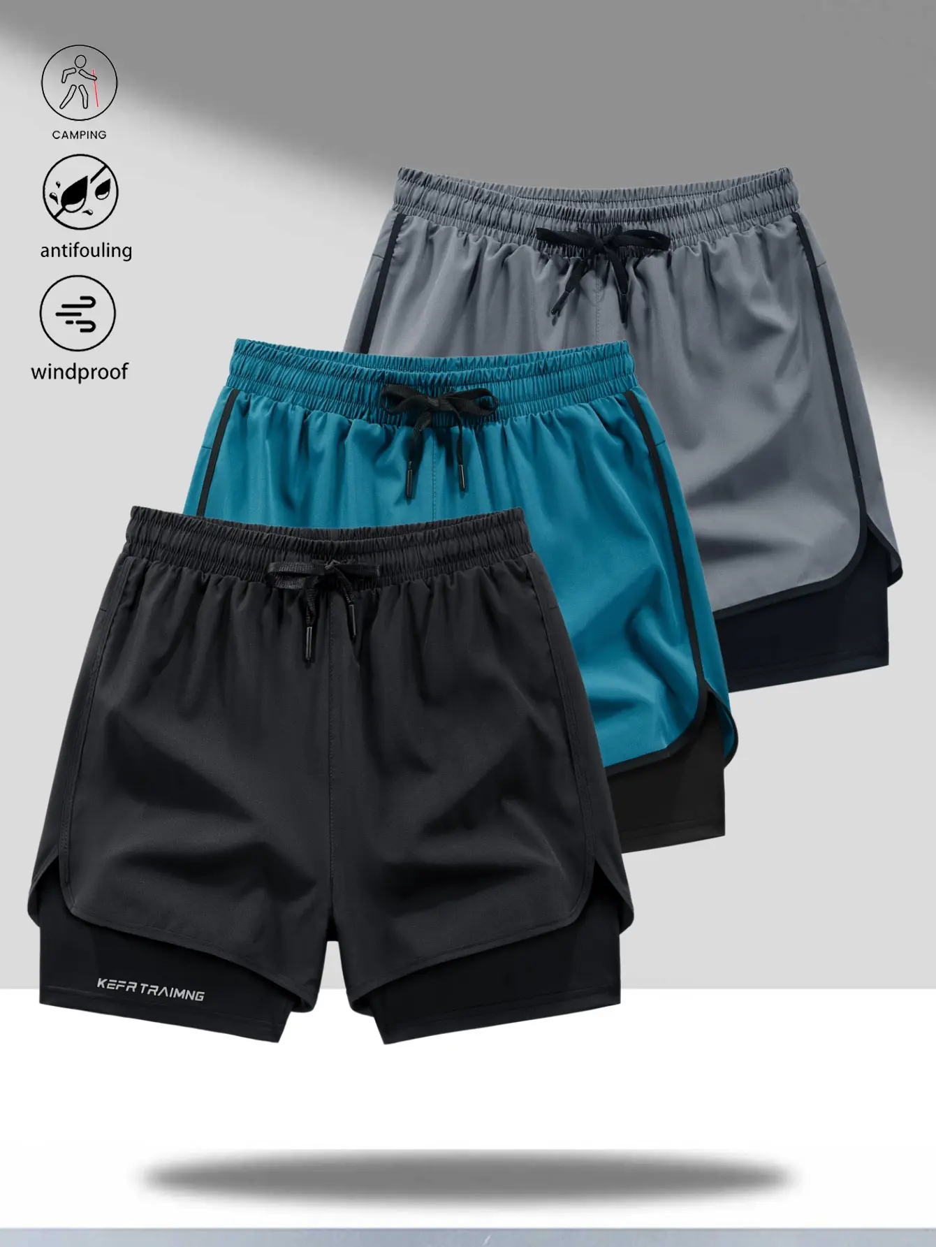 Three Stripes Men's Sports Shorts Casual sports style with an elastic waistband featuring drawstring adjustment, dual layer panel construction, lightweight and breathable outer layer with a comfortable and snug inner layer, side stripe details, perfect ti