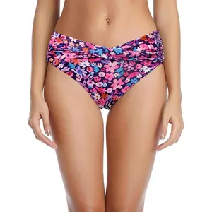 Won Twist Bikini Bottom Moderate High Cut Bathing Suit Bottoms Ruched Swimsuit Bottom