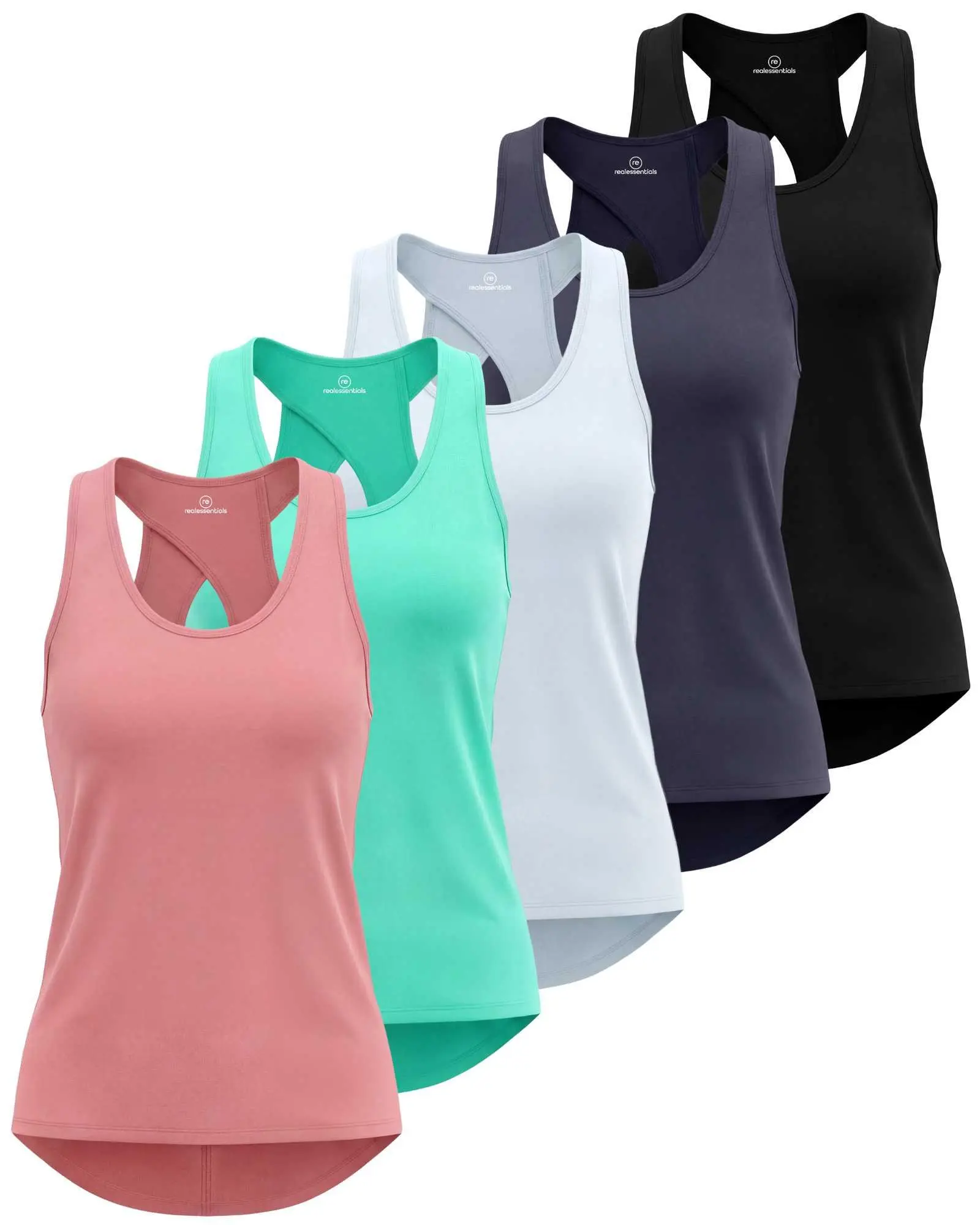 5 Pack Women's Tank Tops Open Back Workout Shirts Athletic Gym Running Yoga