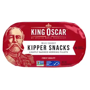 King Oscar Kipper Snacks, Lightly Smoked Herring Fillets, 3.54 oz (100 g)
