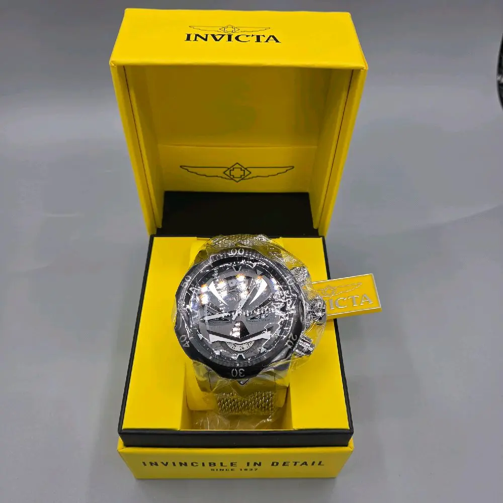 Invicta Men's Venom Stainless Steel Quartz Watch - 54mm Black Case, Gunmetal Dial, Unidirectional Bezel, Mineral Crystal, 100m Waterproof Fashion Men's Watch