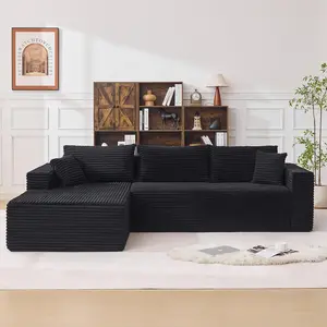 105" Boneless Couches for Living Room,L-Shaped Modular Sectional Sofa with Chaise,Flexible Module Combination,High-Density Memory Foam, No Assembly Required,Plush Corduroy Upholstered Sofas