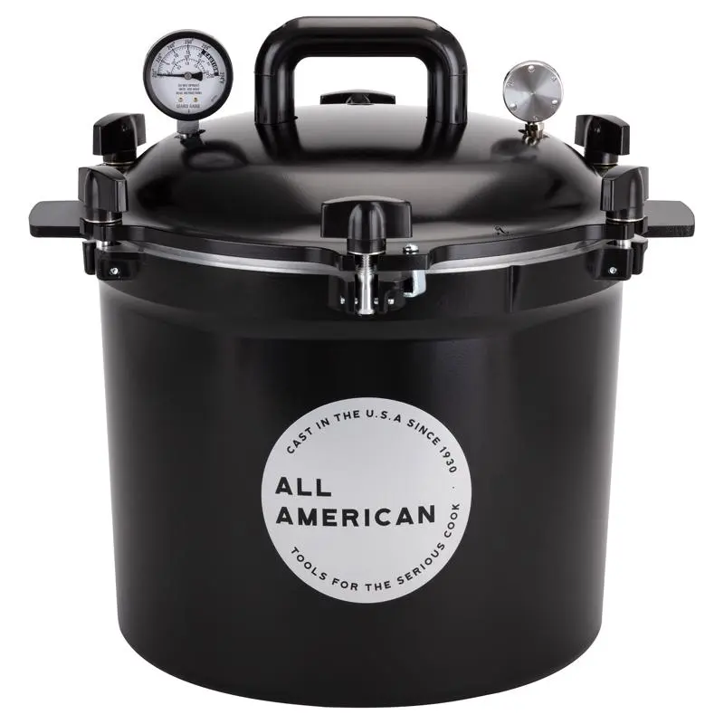 All American 1930 6083553 Cast Aluminum Canner Pot - 12.25 in, 21.5 qt, Black