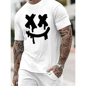 Unisex Drippy X-Eyes Smiley Graphic T-Shirt Edgy Streetwear Design Soft Cotton Short Sleeve Crew Neck Top Punk Y2K Alternative Fashion Tee