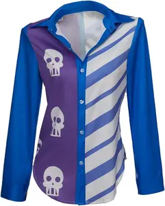 Sarah Lynn Cosplay Shirt Womens Blue Print Shirt Halloween Costume