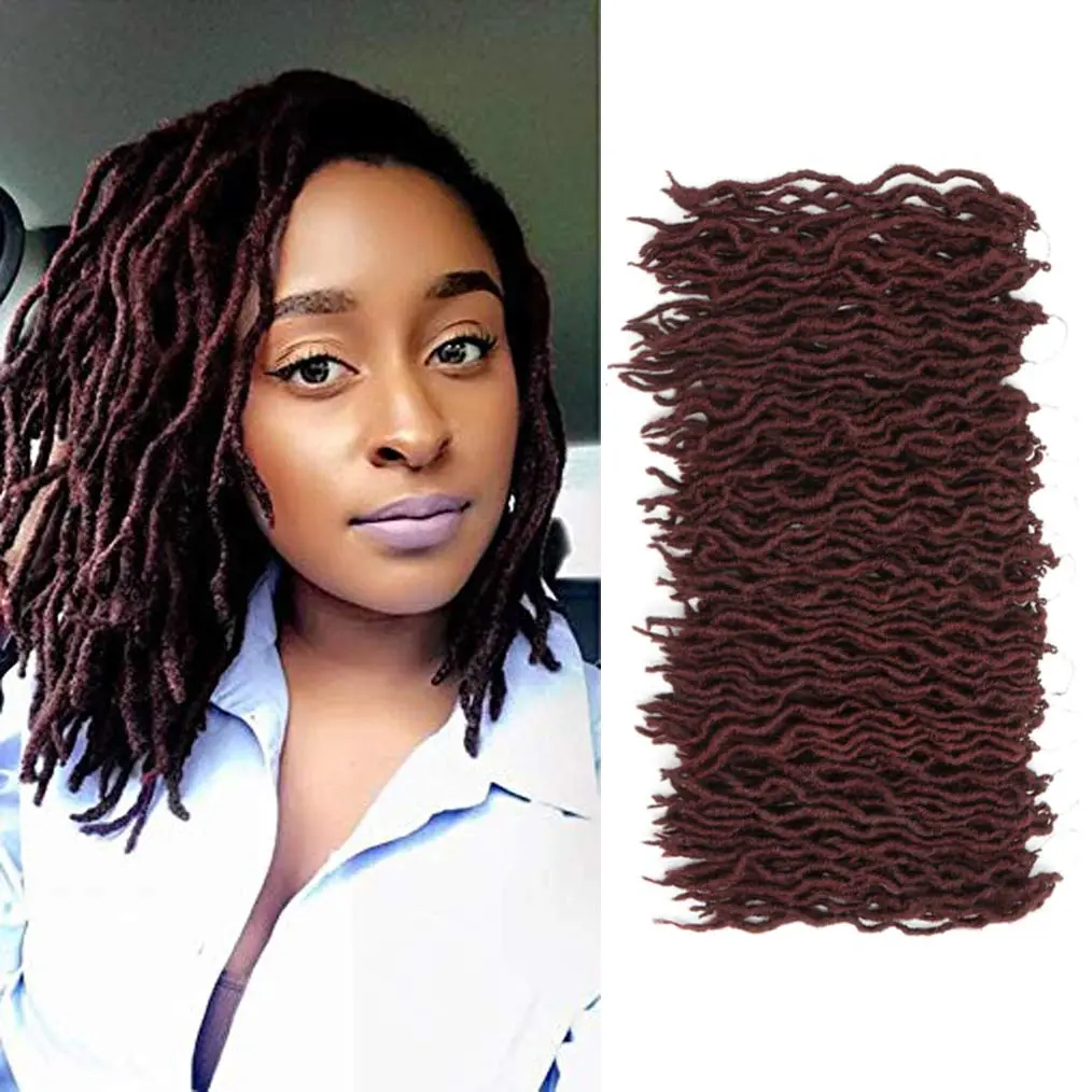 Gypsy Locs Crochet 12 Inch 8  Goddess Wavy Faux Locs  and Pre-Looped Synthetic Crochet Braiding Dreadlock  Extensions (12inch,99J)