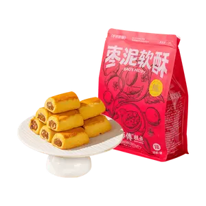 BAO'S PASTRY Jujube Paste Soft Crispy Traditional Chinese Pastry 18pcs 360g - Authentic Red Date Cake Snack